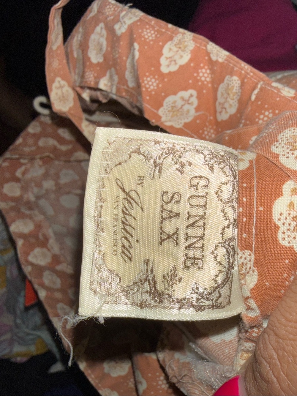 Gunne Sax Tan Printed Lace-Trim Midi Dress - Picture 4 of 4